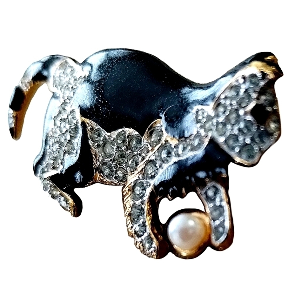 1970s D’Orlan Swarovski Crystal Figural Cat Brooch | 22K Triple Gold Plated - Picture 4 of 4